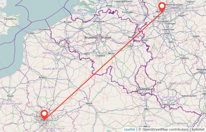 Was kostet eine Zugfahrt von Duisburg nach Paris?