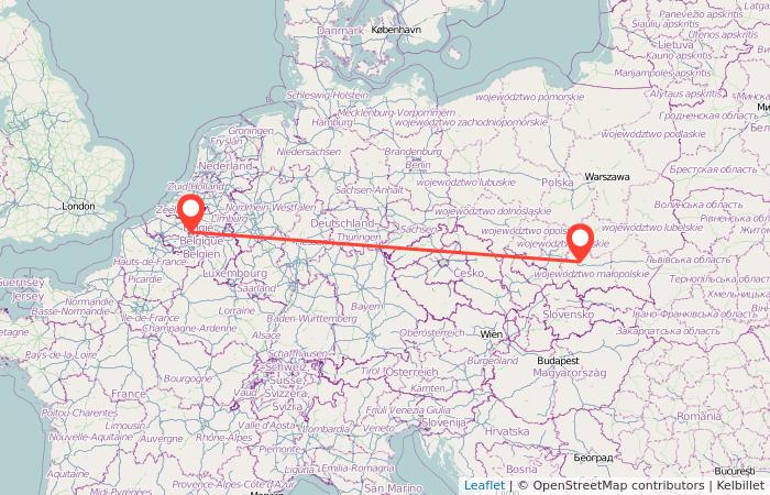 Cheap train from Brussels to Krakow gopili