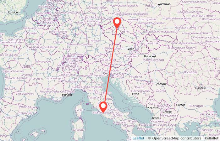 Cheap train from Rome to Prague gopili