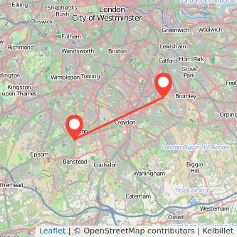 Beckenham Sutton train map