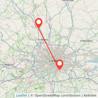 Beckenham Luton train map