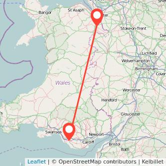 Bridgend Wrexham train map