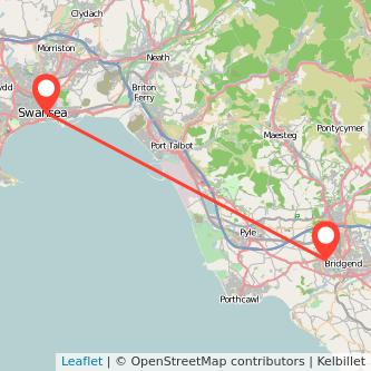 Bridgend Swansea bus map