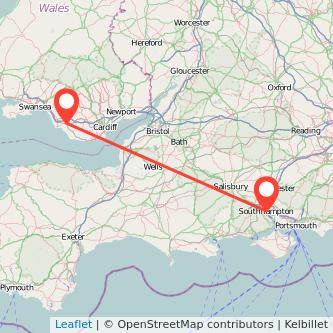 Bridgend Southampton bus map