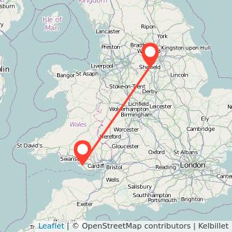 Bridgend Sheffield train map