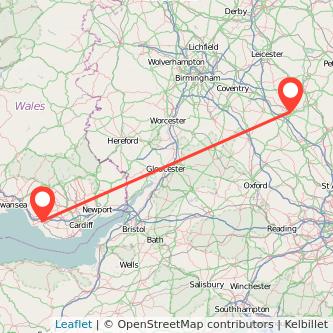 Bridgend Northampton train map