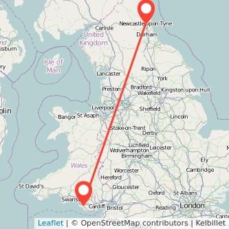 Bridgend Newcastle upon Tyne bus map