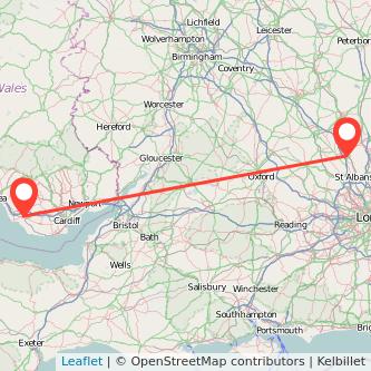 Bridgend Luton train map