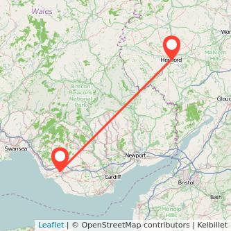 Bridgend Hereford bus map