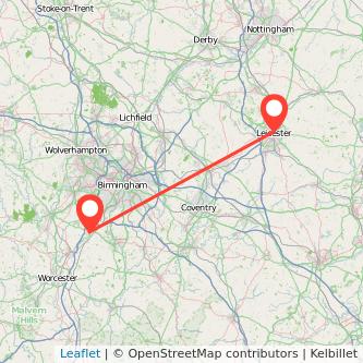 Bromsgrove Leicester train map