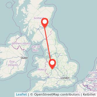 Bromsgrove Edinburgh train map