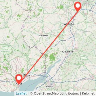 Bromsgrove Cardiff bus map