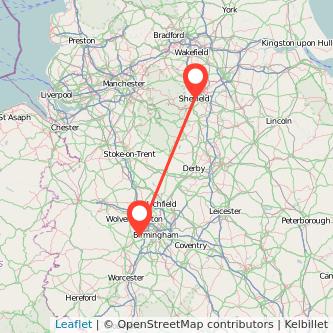 Cradley Heath Sheffield train map