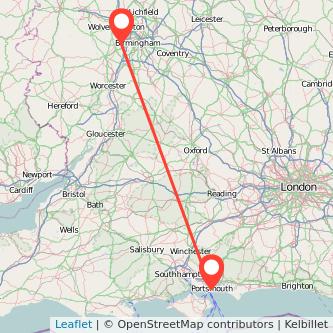 Cradley Heath Portsmouth train map