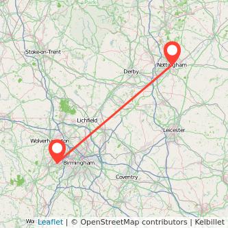 Cradley Heath Nottingham train map