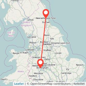 Cradley Heath Newcastle upon Tyne train map