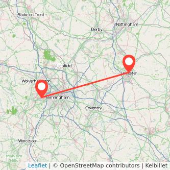 Cradley Heath Leicester train map