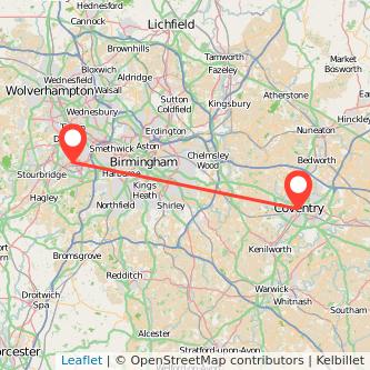 Cradley Heath Coventry train map