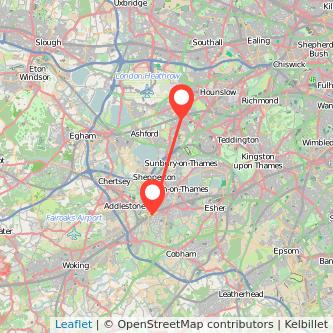 Feltham Weybridge bus map