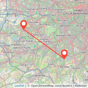 Feltham Sutton bus map