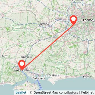 Feltham Southampton train map