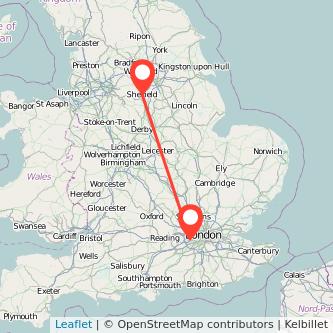 Feltham Sheffield train map