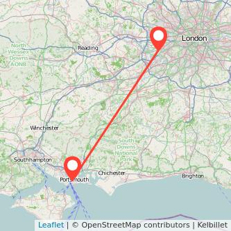 Feltham Portsmouth train map