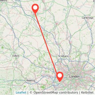 Feltham Northampton train map