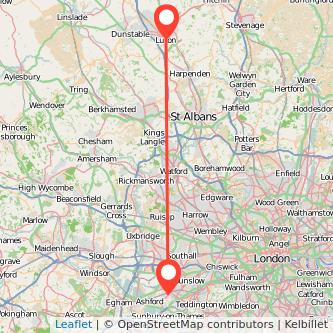 Feltham Luton train map