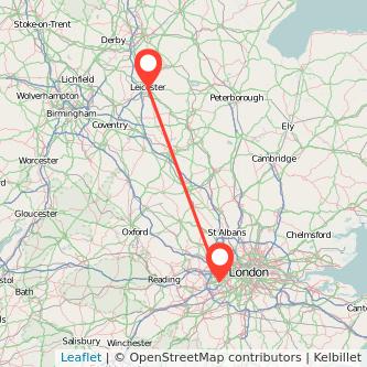 Feltham Leicester train map