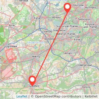 Feltham Guildford bus map