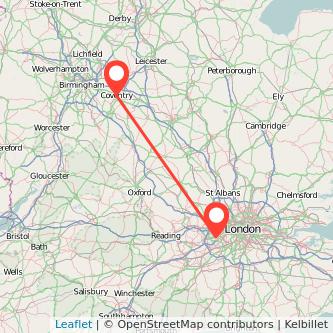 Feltham Coventry train map