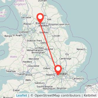 Feltham Bradford train map