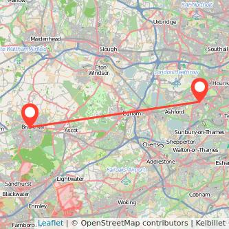 Feltham Bracknell bus map