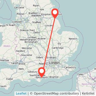 Grimsby Portsmouth bus map