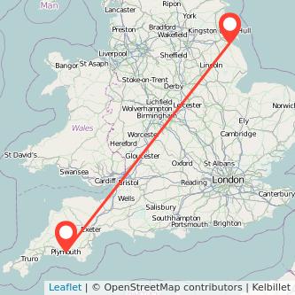 Grimsby Plymouth bus map