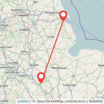 Grimsby Northampton bus map