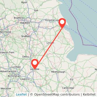 Grimsby Leicester bus map