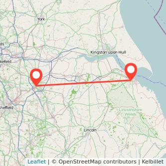 Grimsby Doncaster train map