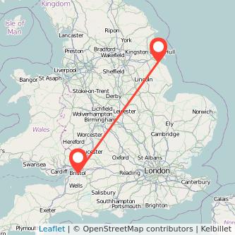 Grimsby Bristol bus map