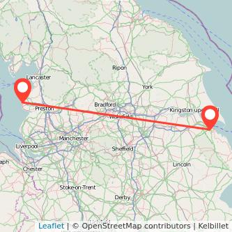 Grimsby Blackpool train map