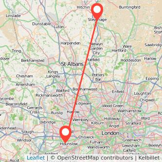 Hounslow Stevenage bus map
