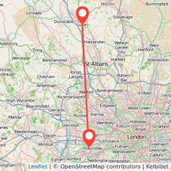 Hounslow Luton train map