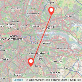 Ilford Beckenham bus map
