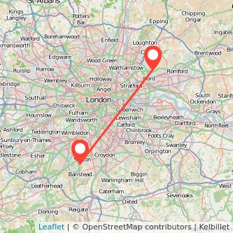 Ilford Sutton train map