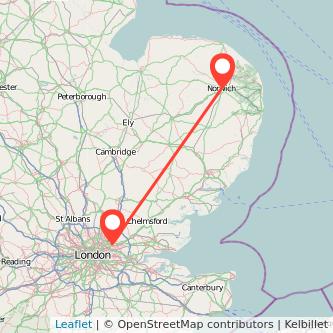 Ilford Norwich train map