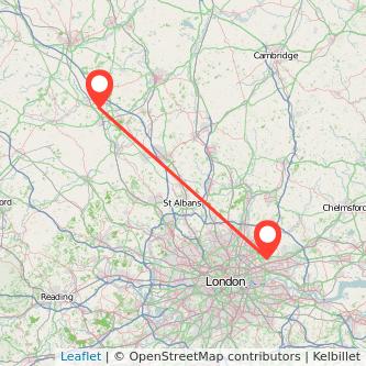 Ilford Milton Keynes bus map