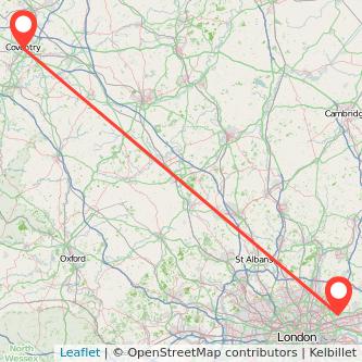 Ilford Coventry train map