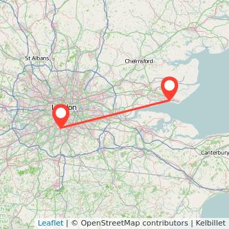 Mitcham Southend-on-Sea train map