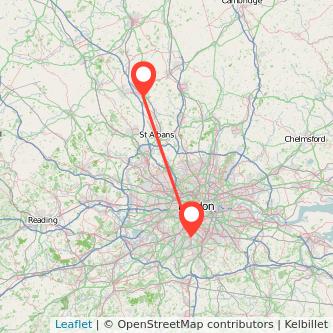 Mitcham Luton train map